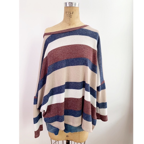 Audrey 3+1 Soft Fuzzy Stripe Pullover Hacci - Picture 1 of 6